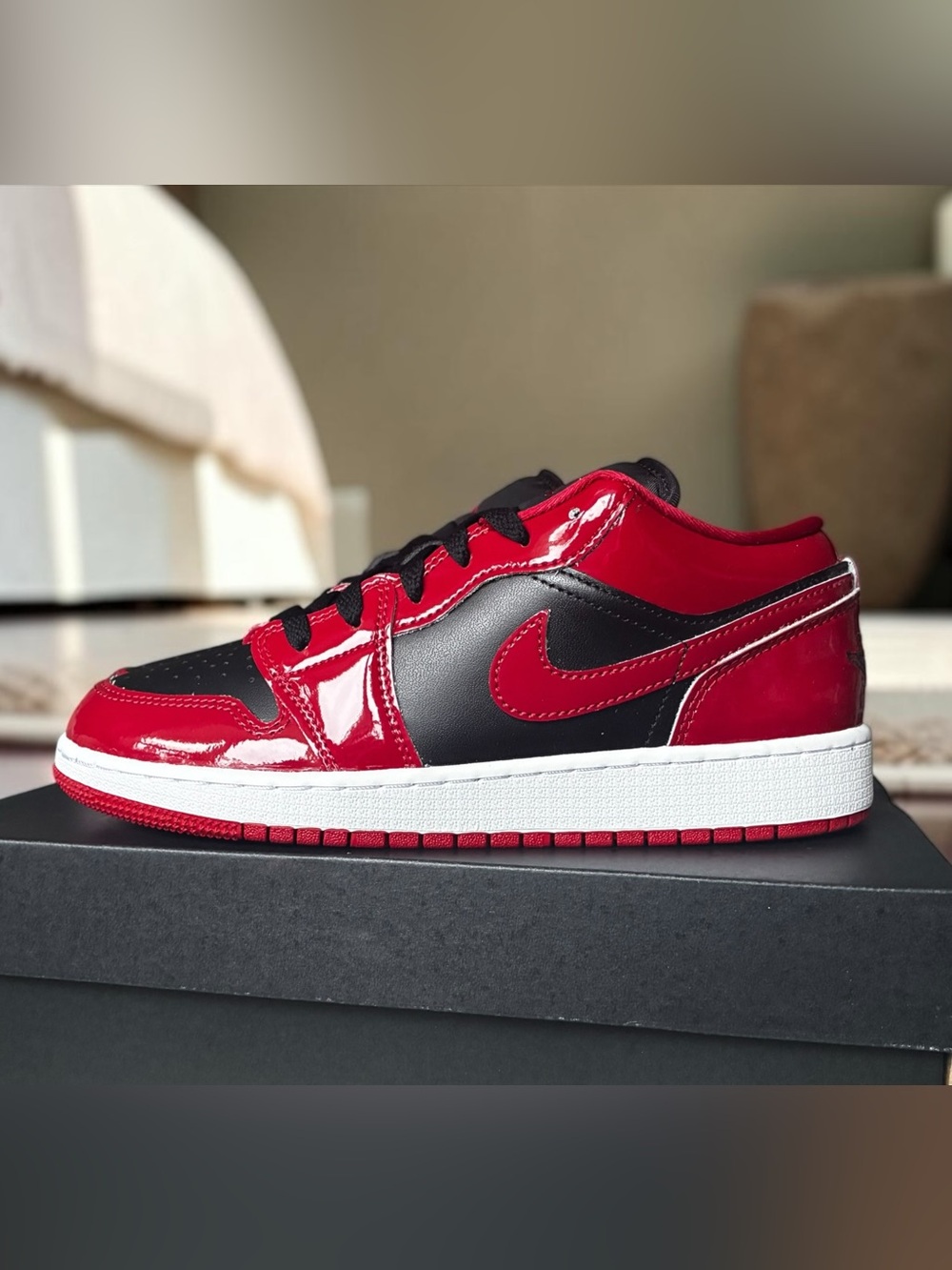 Air Jordan 1 Low SE Big Kids Size 7Y “Patent University Red” Brand New